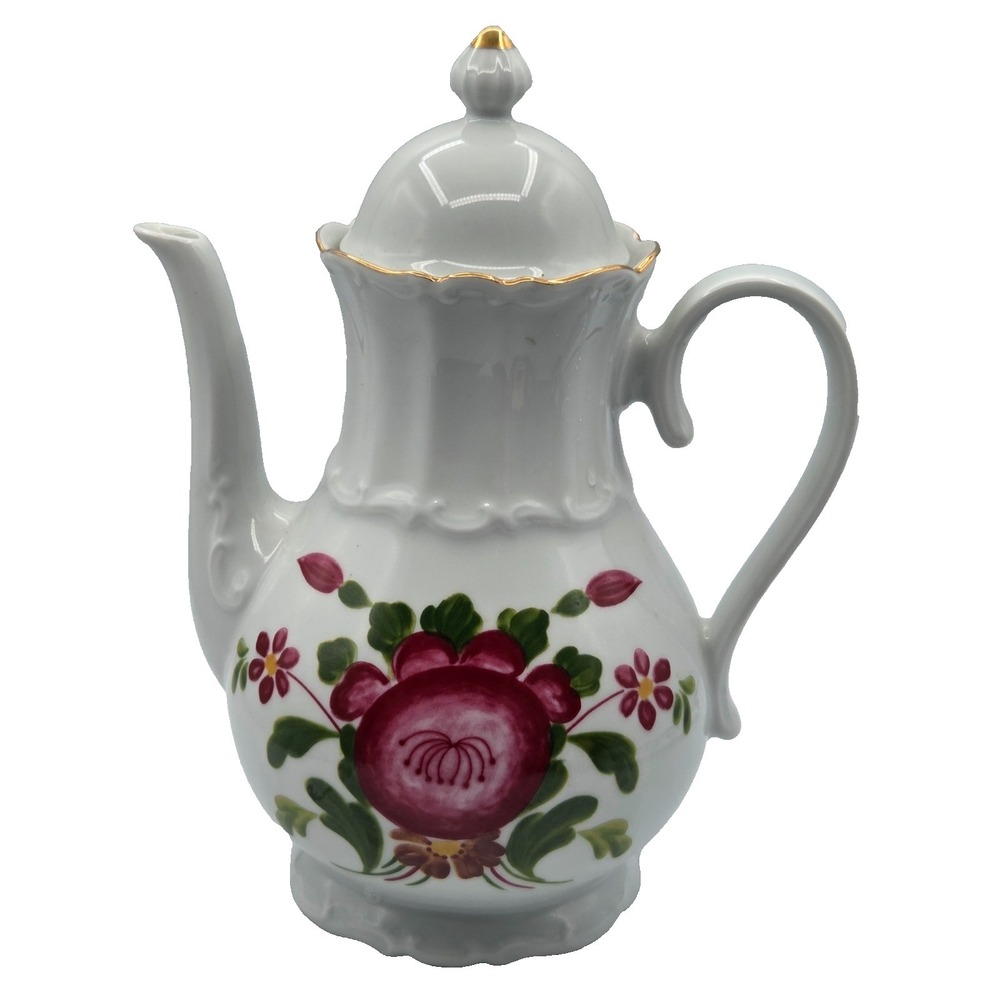 Bareuther Waldsassen‎ Bavaria Germany Floral TeaPot Gold Trim #242